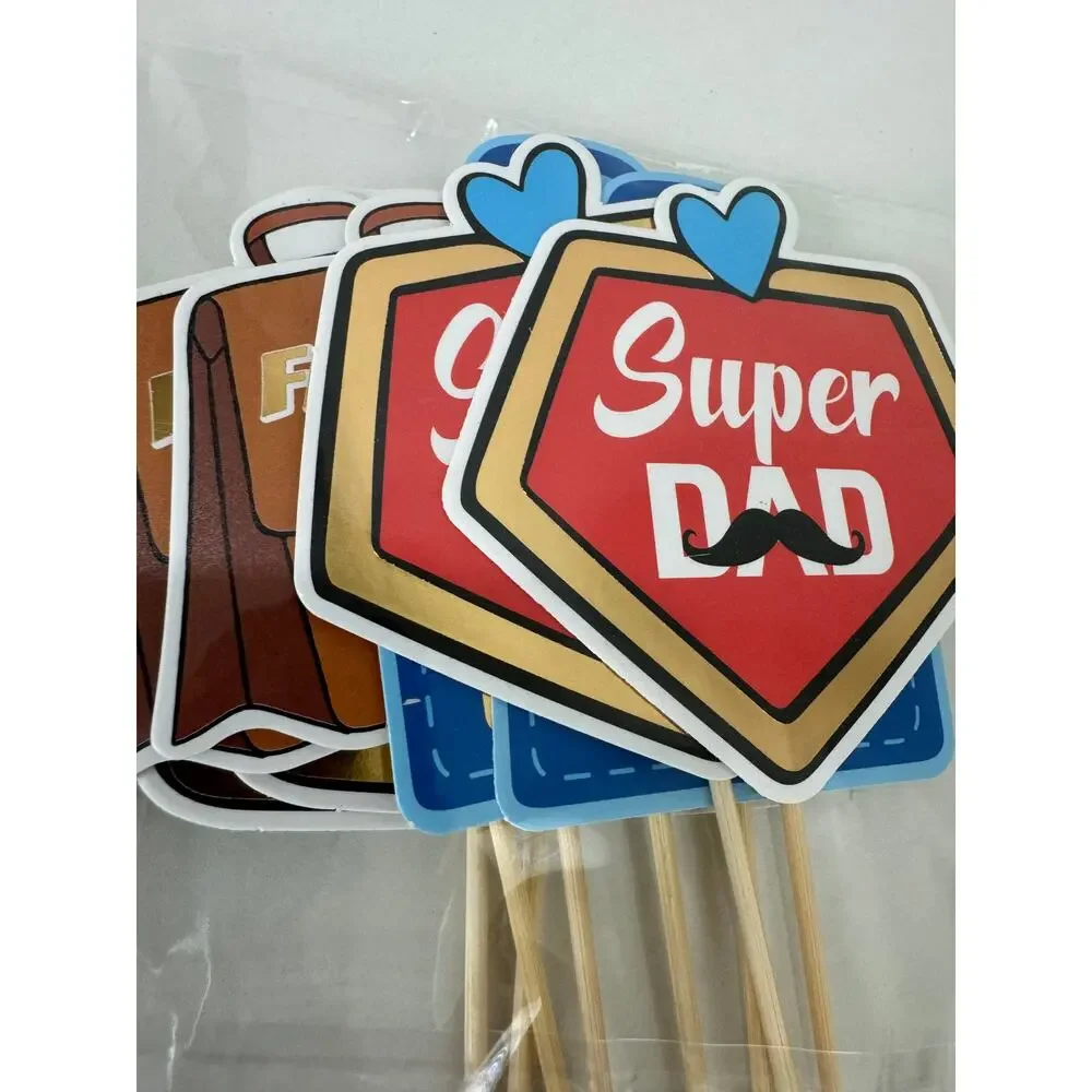 NWT 18 pcs Father's Day Cake Toppers Set Cupcake Picks Party Birthday
